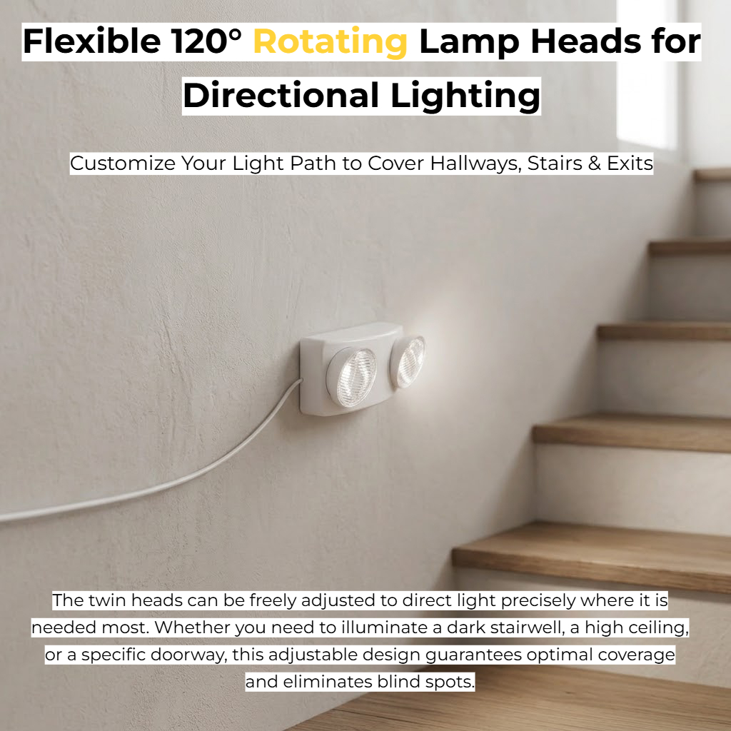 Dual-Head LED Emergency Light  - Power Outage Light ulasan dan harga